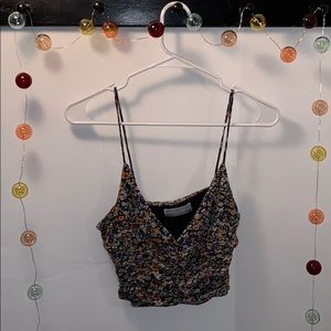 Urban Outfitters Floral Blue Tank Top